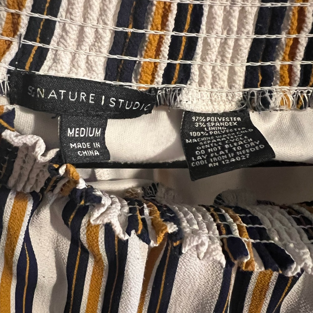Signature Studio Black, Yellow, and White Striped Pants - Picture 2 of 2